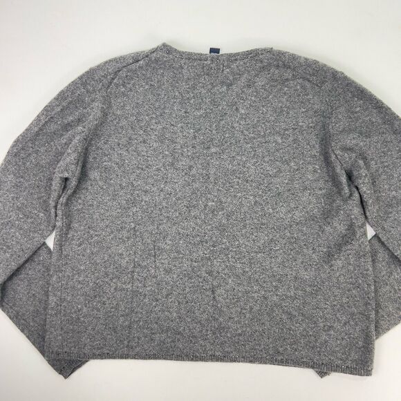Gap Cardigan Sweater Women’s L Lambswool Blend Heather Gray Snap Beaded Cropped - Picture 5 of 15
